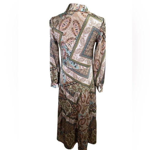 Georgette Elegant Paisley Print Button Down Maxi Boutique Dress Size XS - Picture 7 of 12